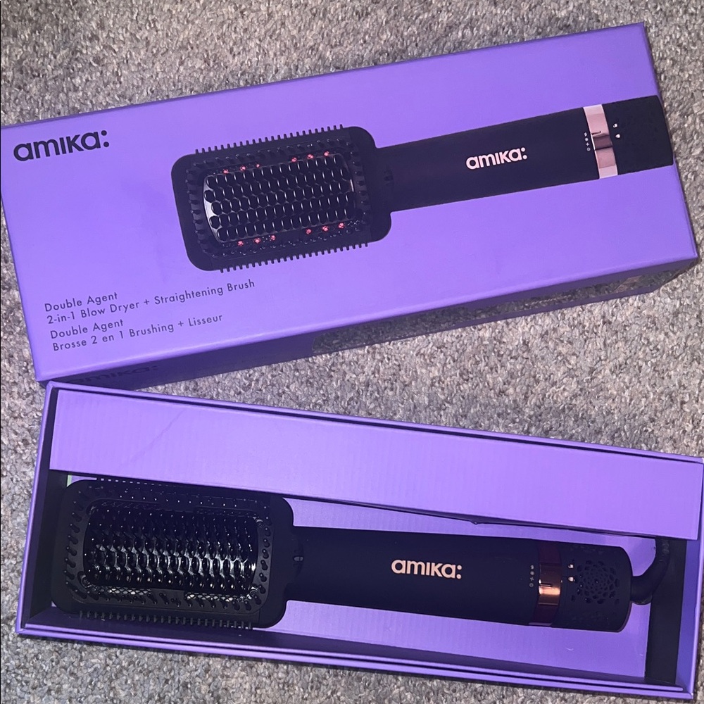 NIB Amika Double Agent  2-in-1 blow dryer Straightening Brush